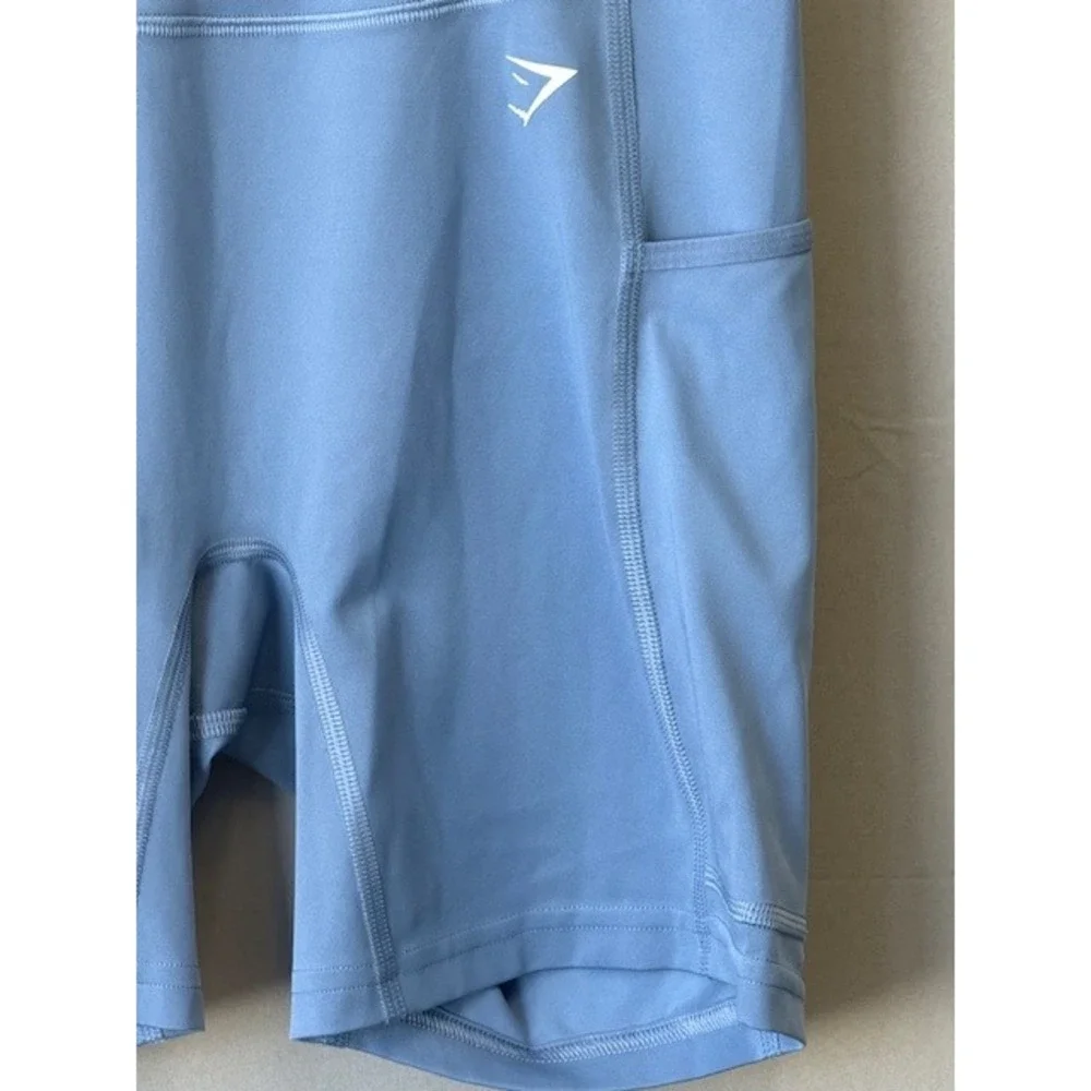 Gymshark Pocket Shorts High Waist Side Pockets Denim Blue‎ Size S GymCore